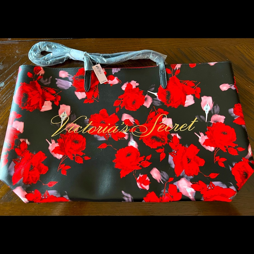 NWT Large Victoria’s Secret floral logo tote